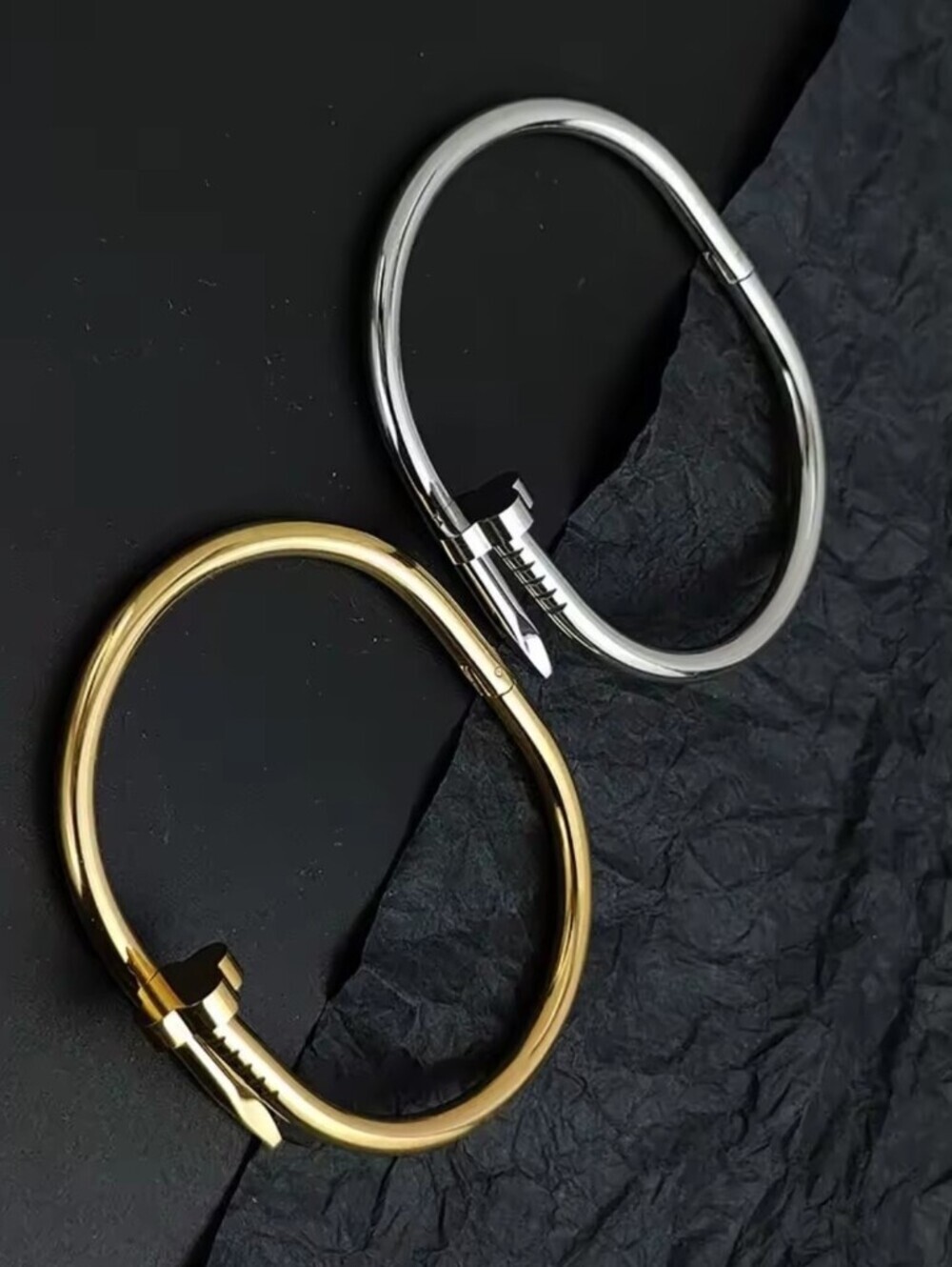 Gold Nail-Style Bangle Bracelet - Picture 3 of 8
